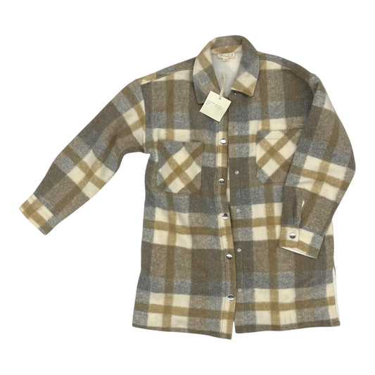 Jacket Shirt By Marled In Grey & Tan, Size:M