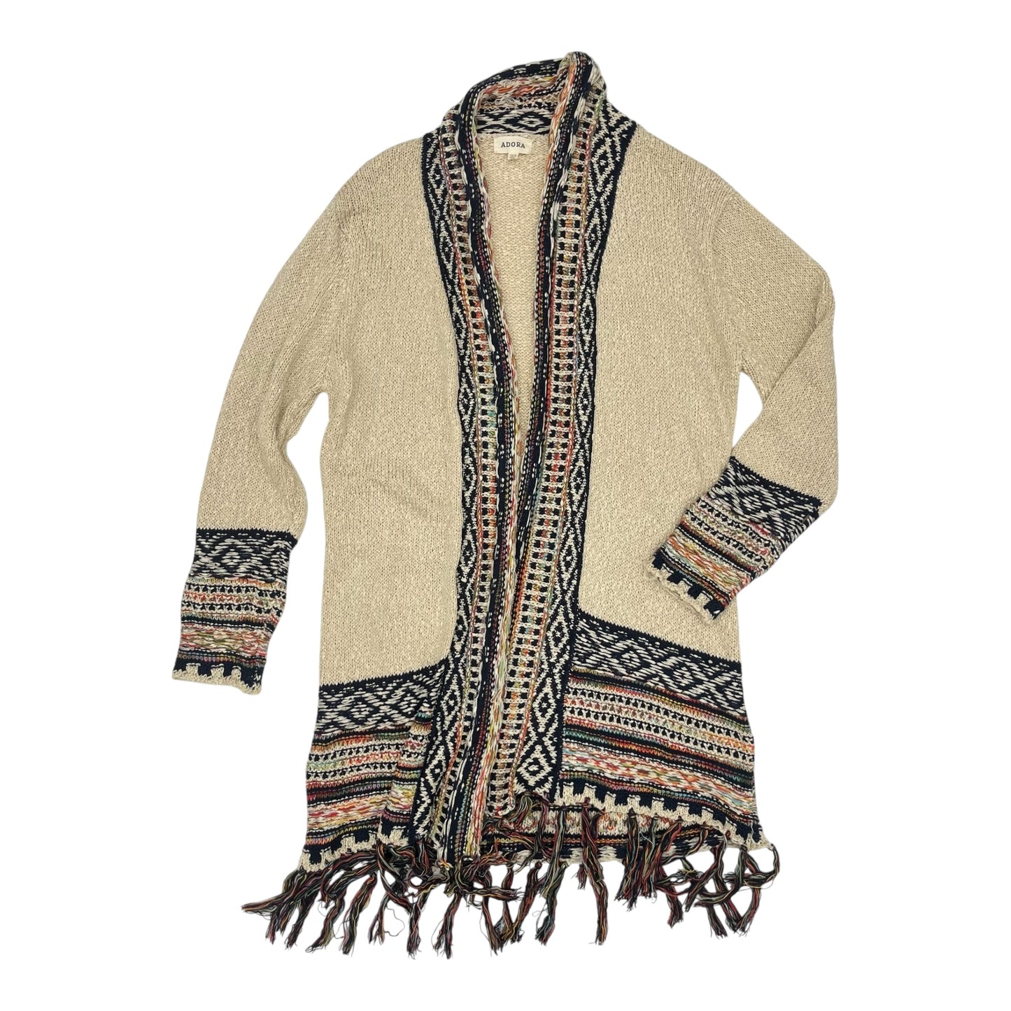 Sweater Cardigan By Adora In Tan, Size:1X