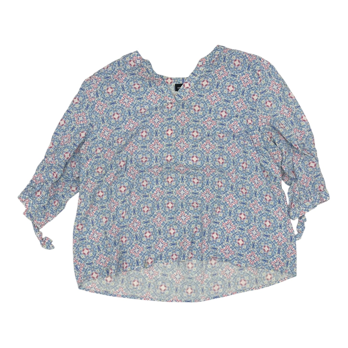 Blouse Ls By Jones And Co In Blue, Size:2X