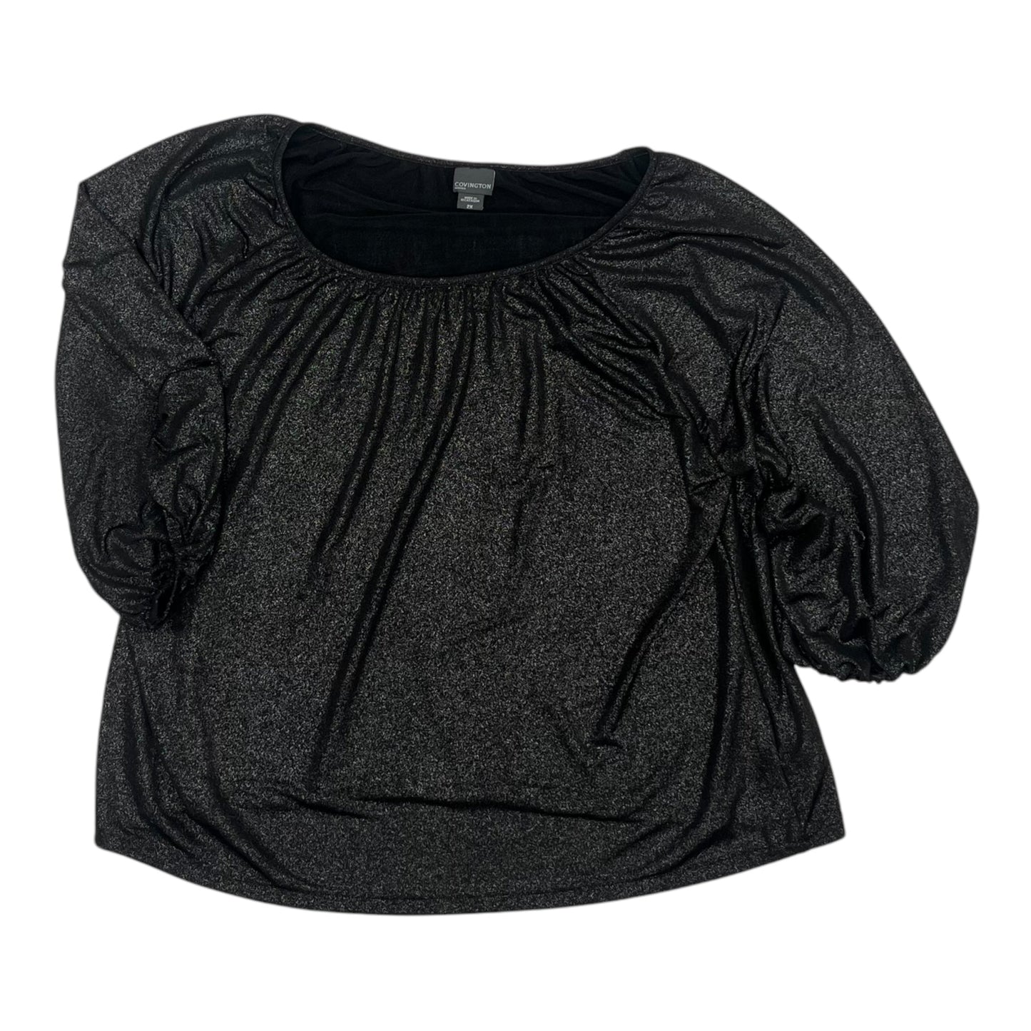 Blouse 3/4 Sleeve By Covington In Black, Size:2X
