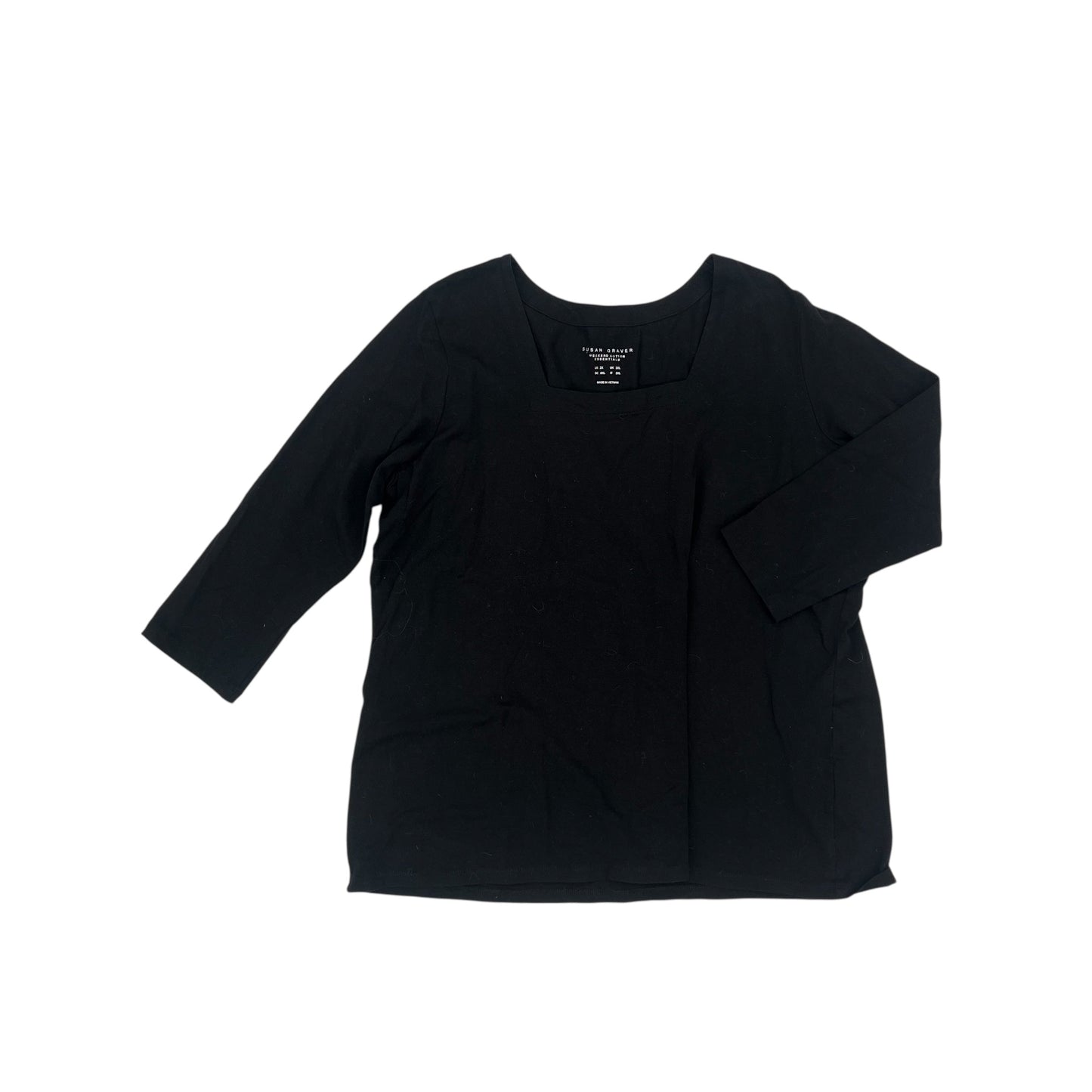 Top 3/4 Sleeve By Susan Graver In Black, Size:2X