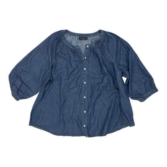 Blouse 3/4 Sleeve By Lane Bryant In Blue Denim, Size:3X