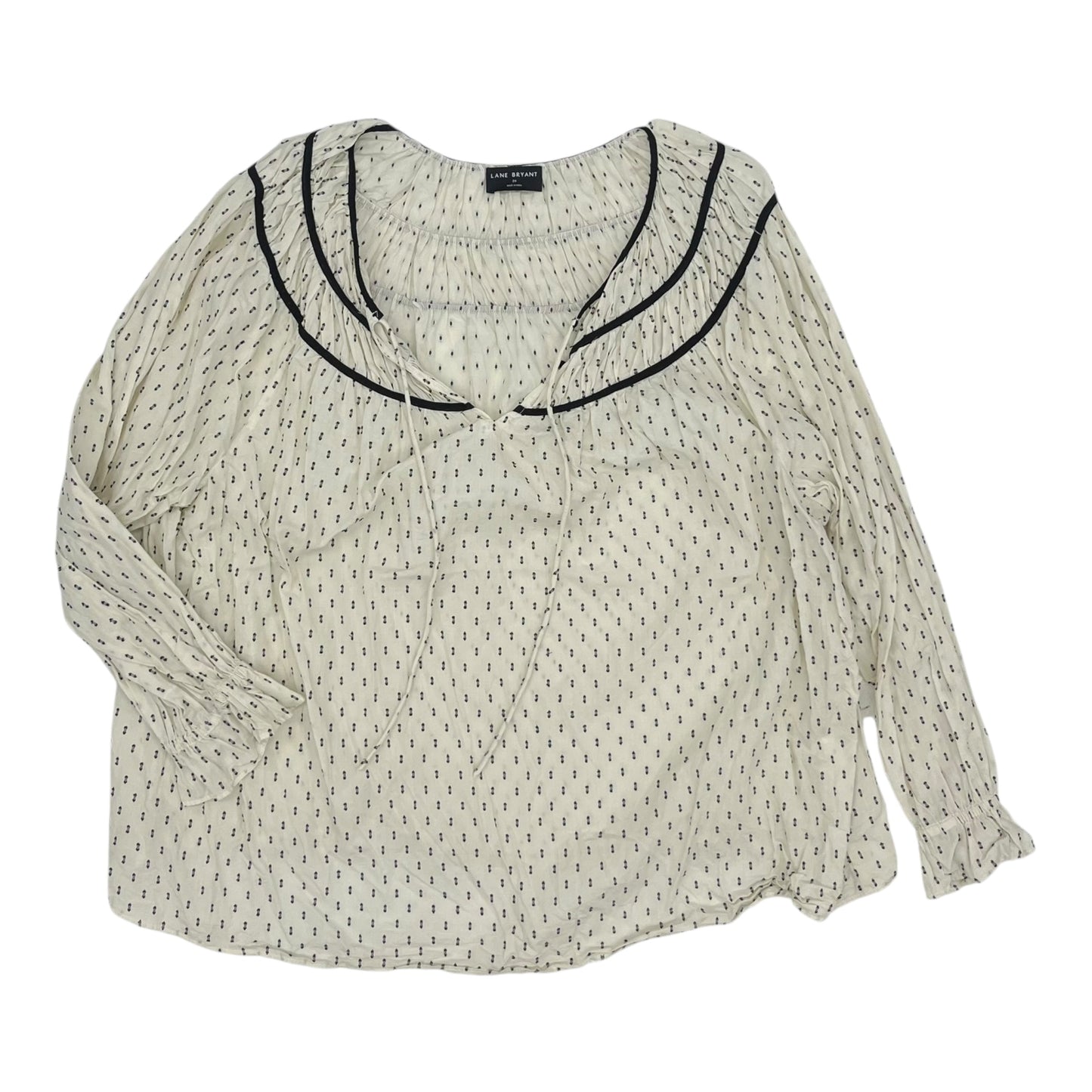 Blouse Ls By Lane Bryant In Black & Cream, Size:3X