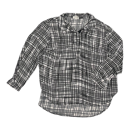 Blouse Ls By Ava & Viv In Black & Cream, Size:2X