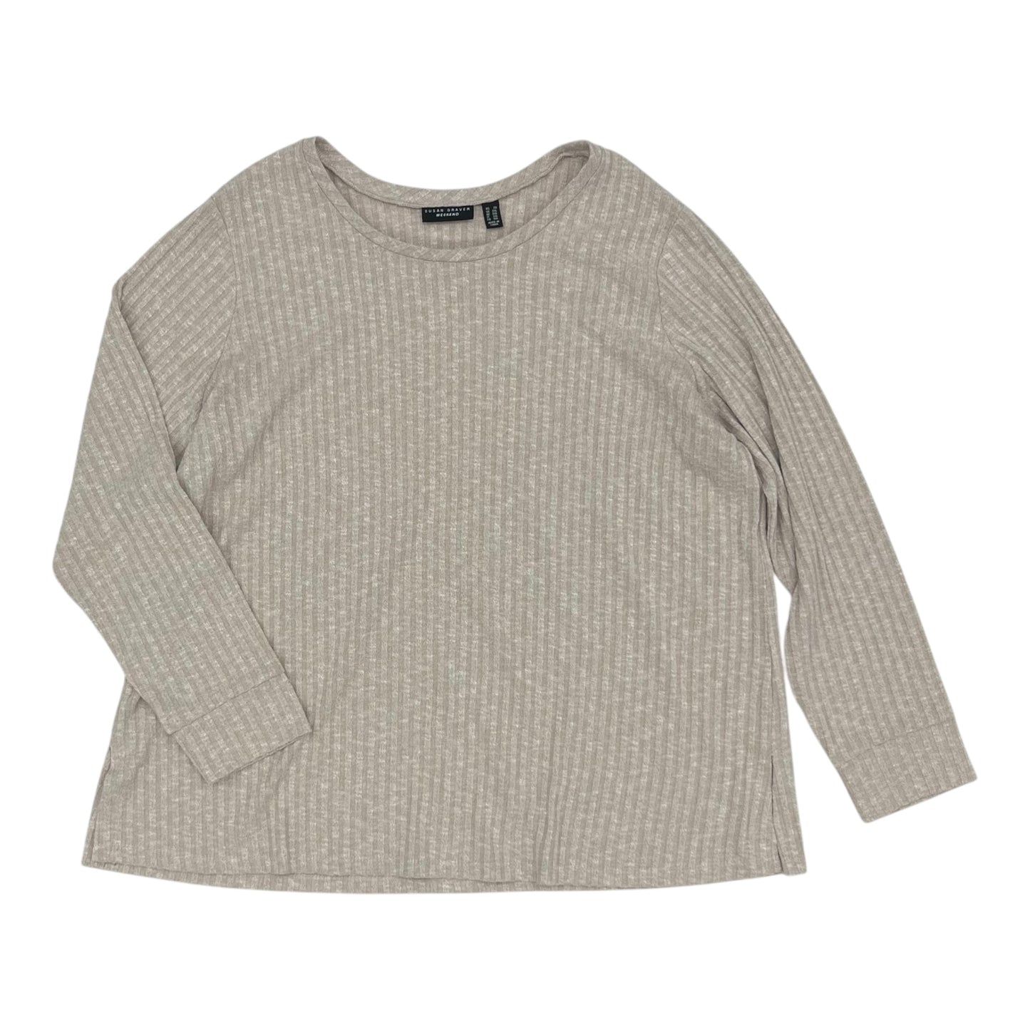 Top Ls By Susan Graver In Tan, Size:2X