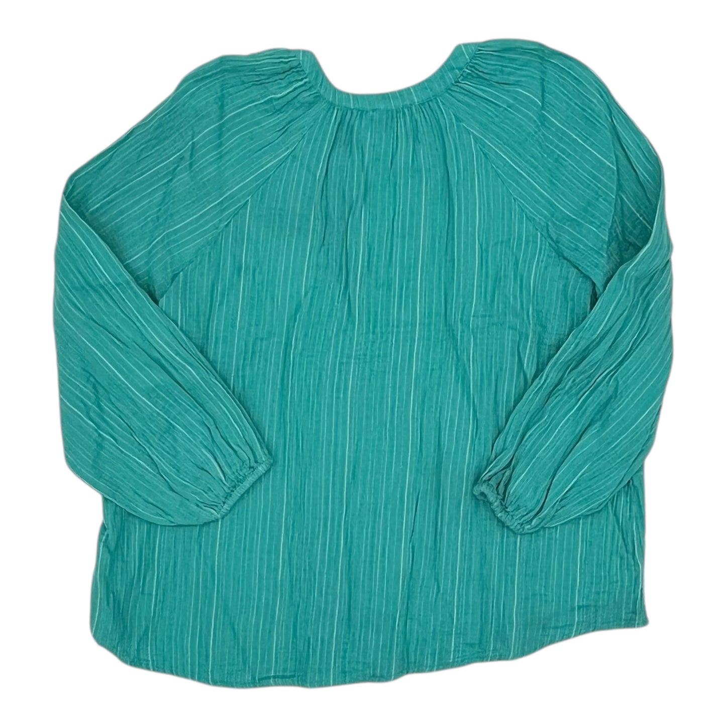 Blouse Ls By Falls Creek In Teal, Size:1X