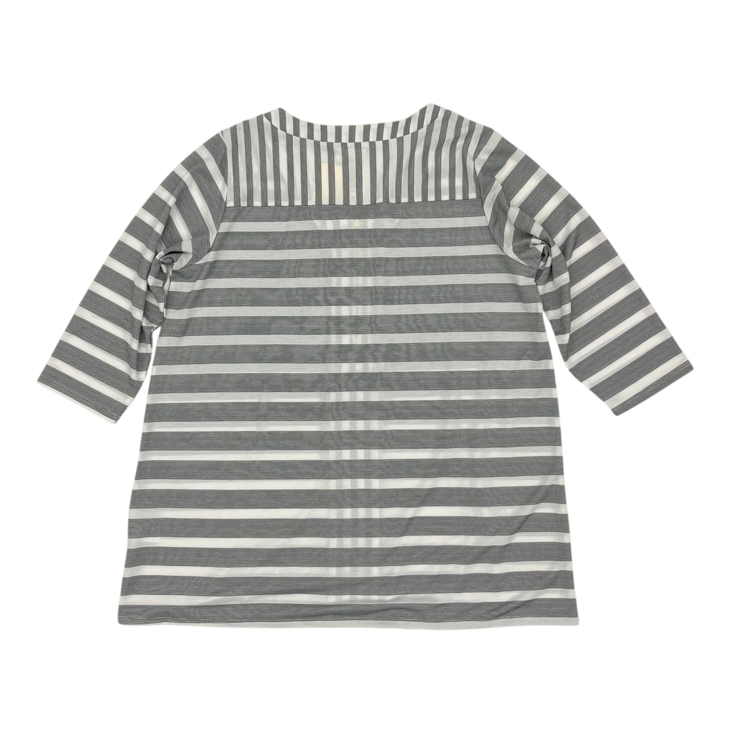 Blouse 3/4 Sleeve By Ava James In Black & White, Size:1X