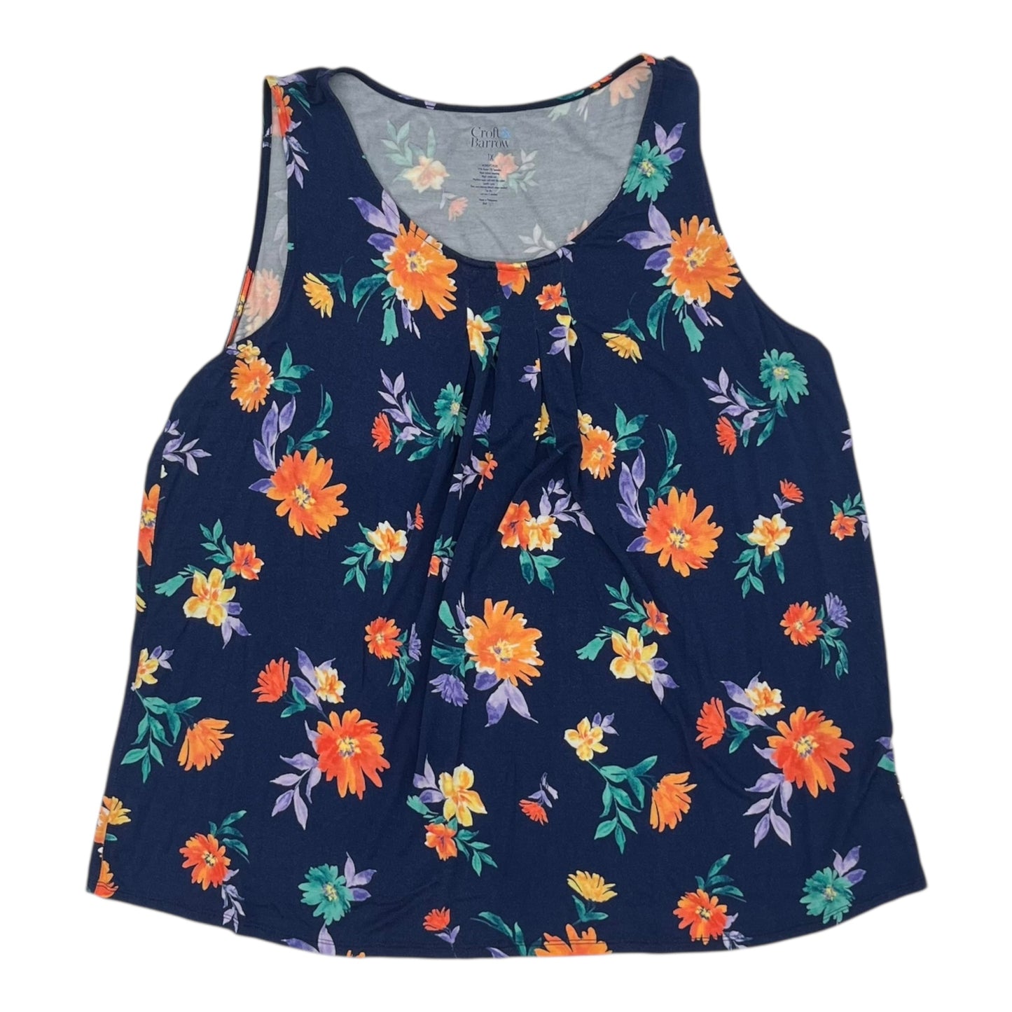 Top Sleeveless By Croft And Barrow In Blue, Size:1X