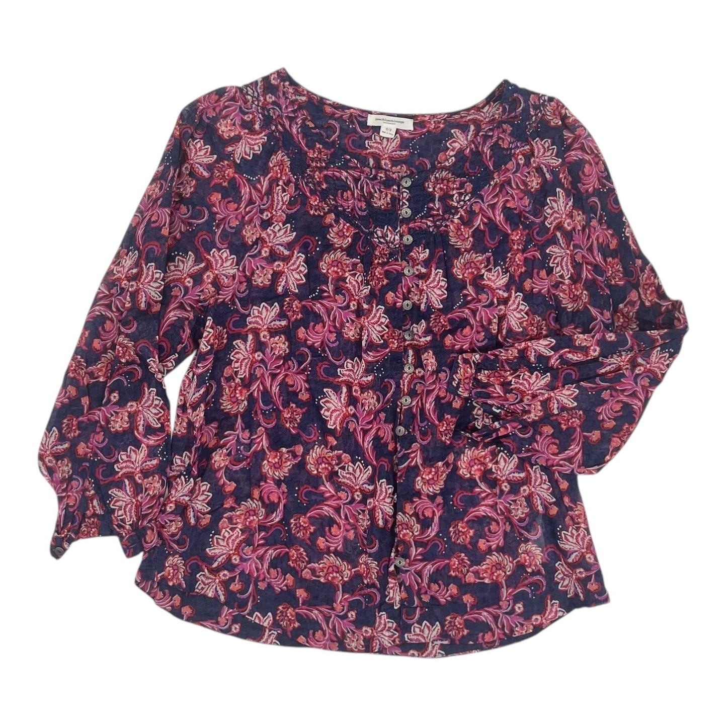 Blouse Ls By Beachlunchlounge In Blue & Red, Size:S
