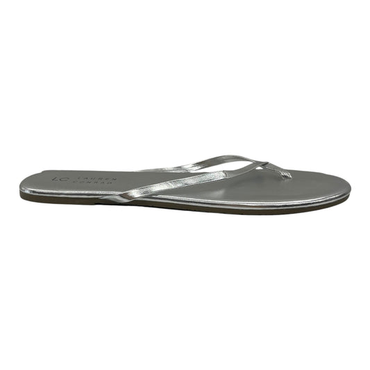Sandals Flip Flops By Lc Lauren Conrad In Silver, Size:8