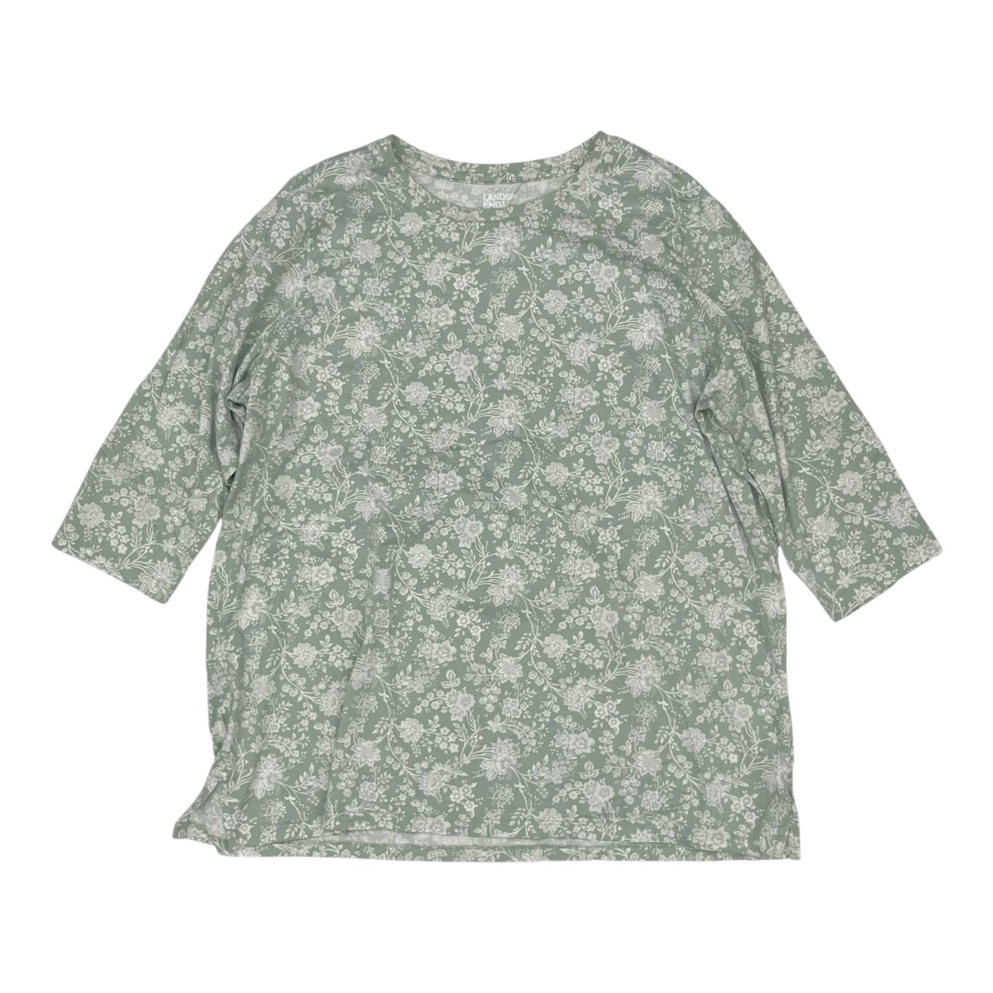 Top Ls Basic By Lands End In Green, Size:1X