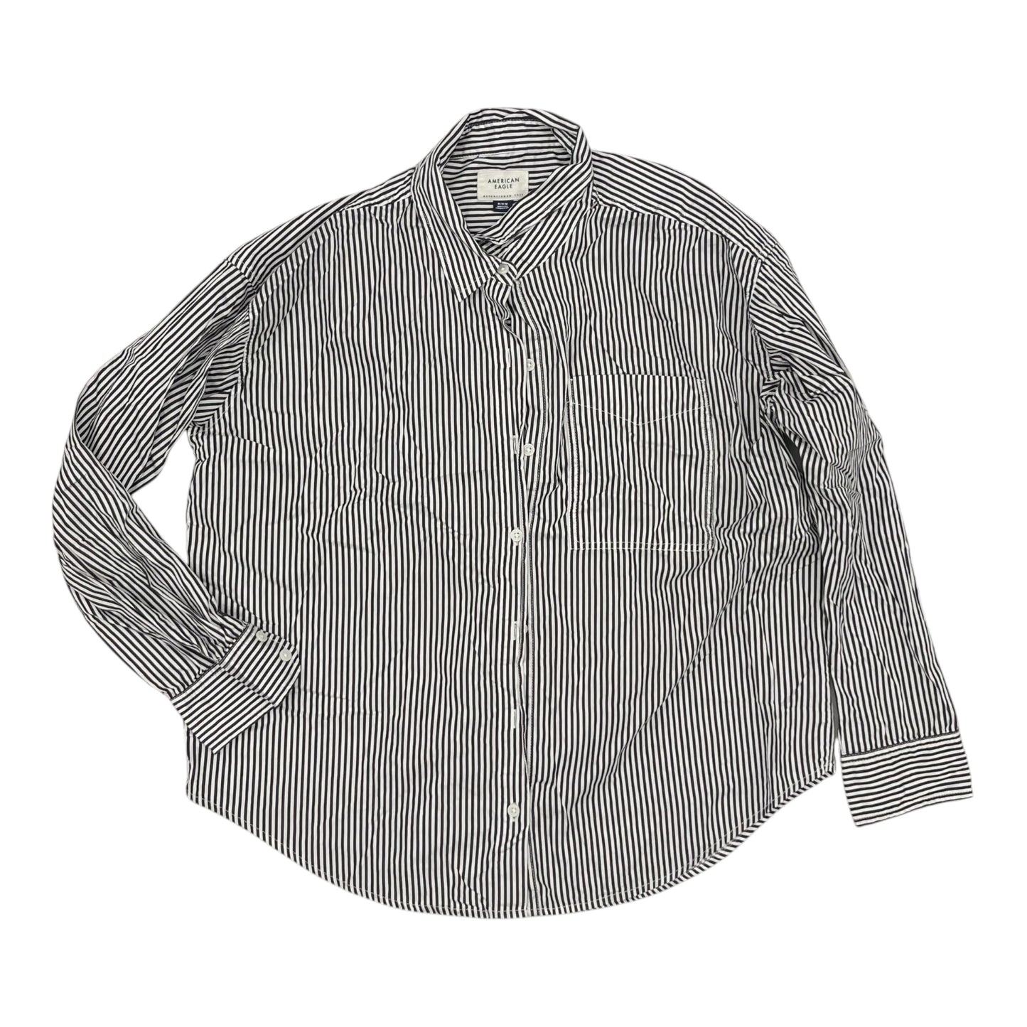 Blouse Ls By American Eagle In Black & White, Size:M