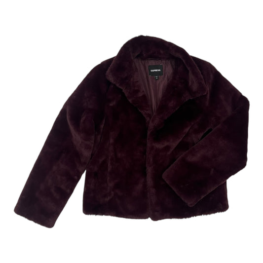 Jacket Faux Fur & Sherpa By Express In Maroon, Size:S