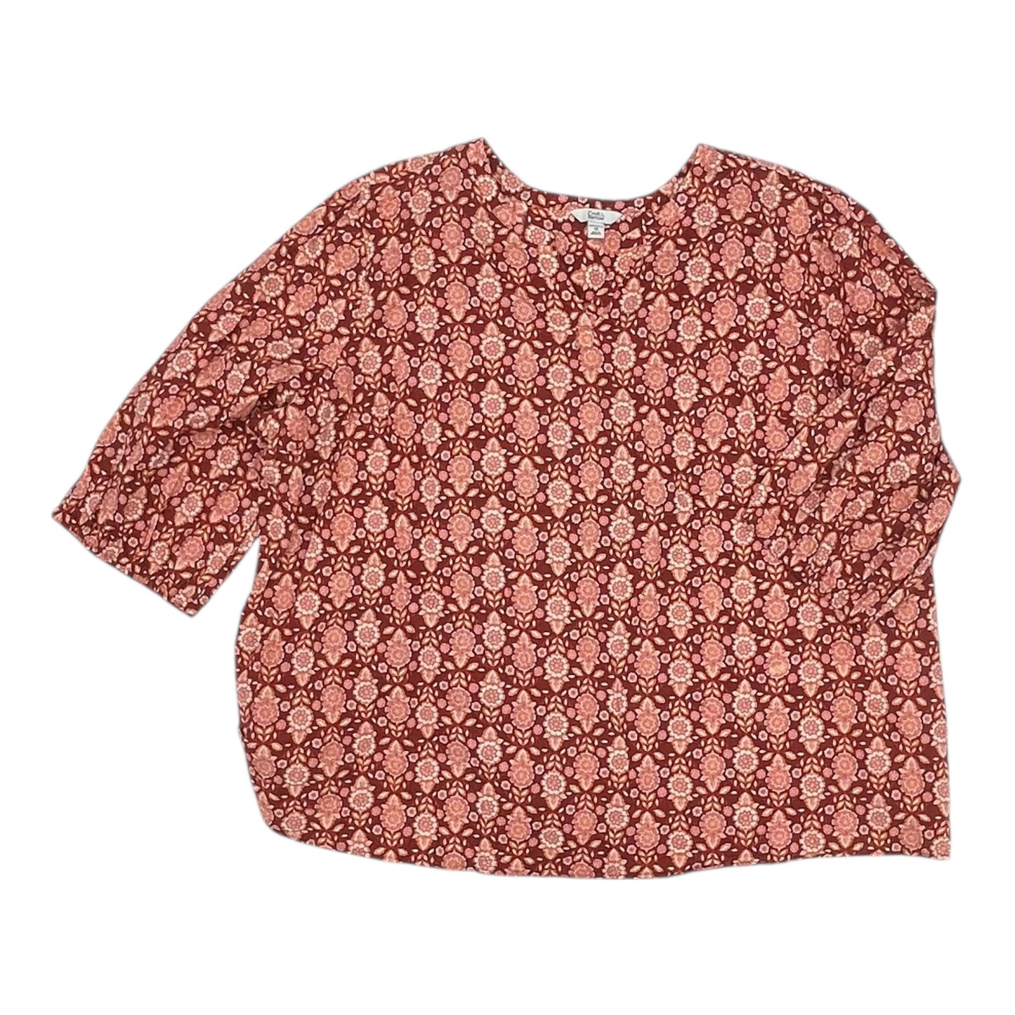 Blouse 3/4 Sleeve By Croft And Barrow In Floral Print, Size:4X