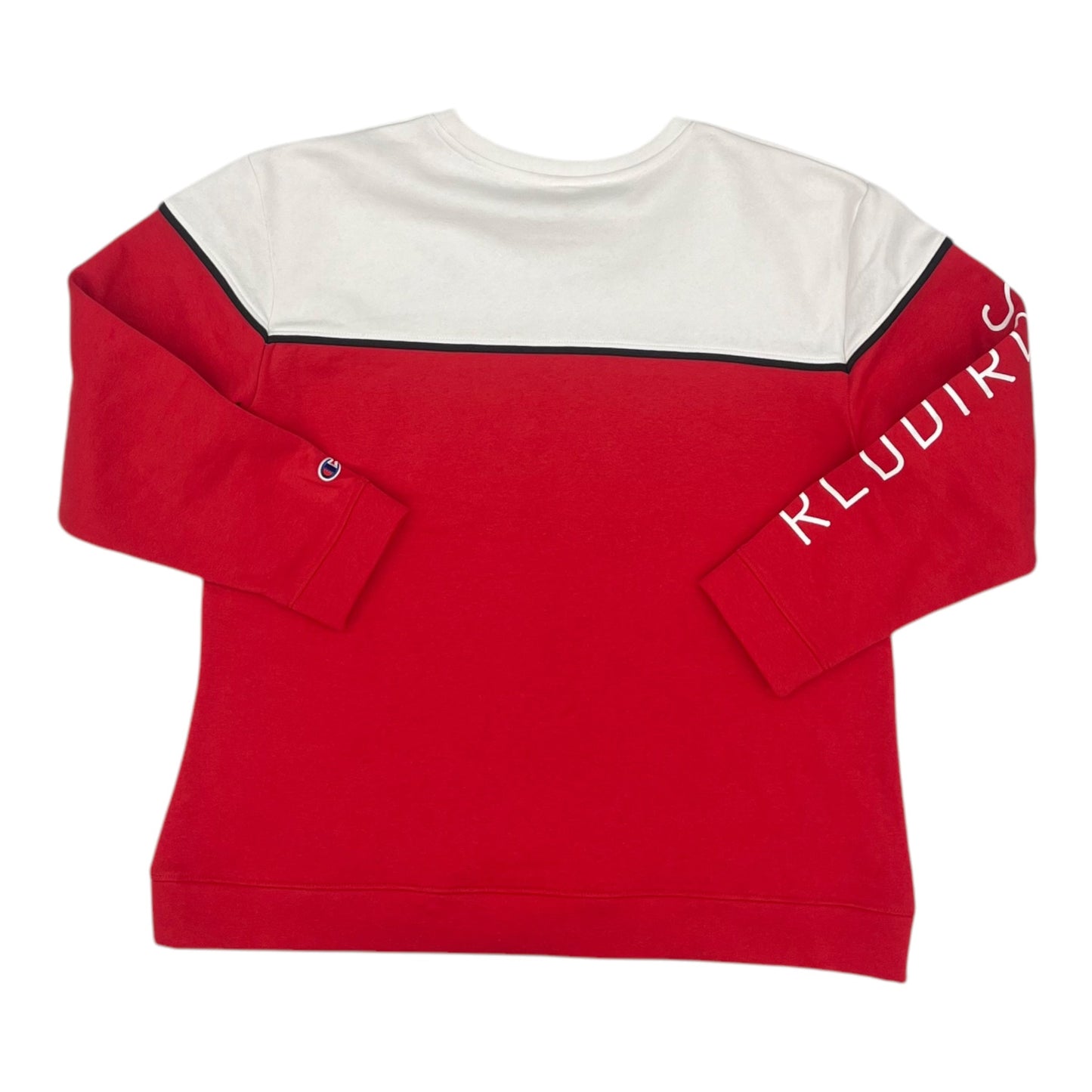 Athletic Top Ls Crewneck By Champion In Red & White, Size:L