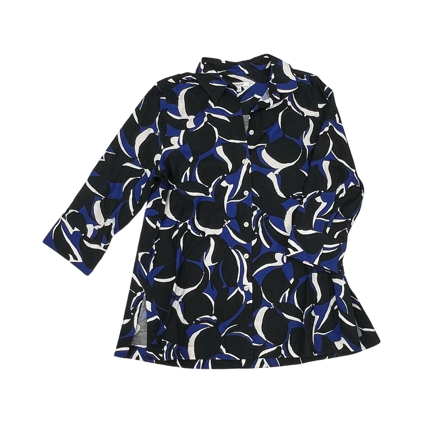 Blouse Ls By Chicos In Black & Blue, Size:S