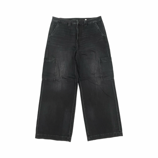 Jeans Wide Leg By American Eagle In Black Denim, Size:16