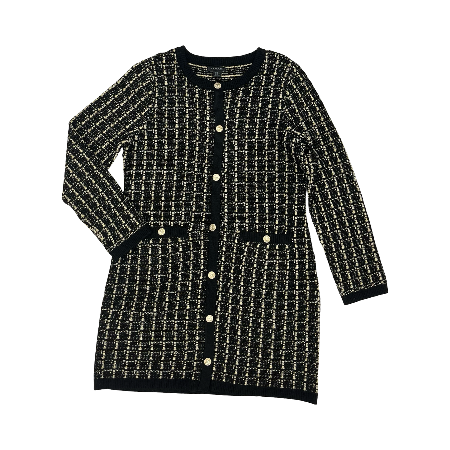 Dress Sweater By Tahari In Black & Cream, Size:Xl