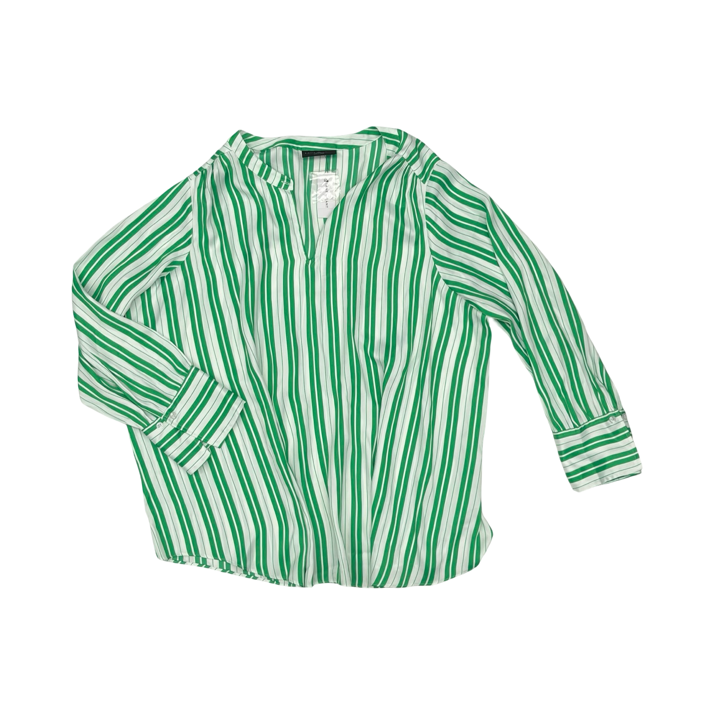 Blouse Ls By Lane Bryant In Green & White, Size:3X