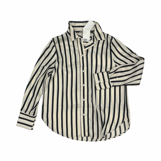 Blouse Ls By H&M In Black & Cream, Size:M