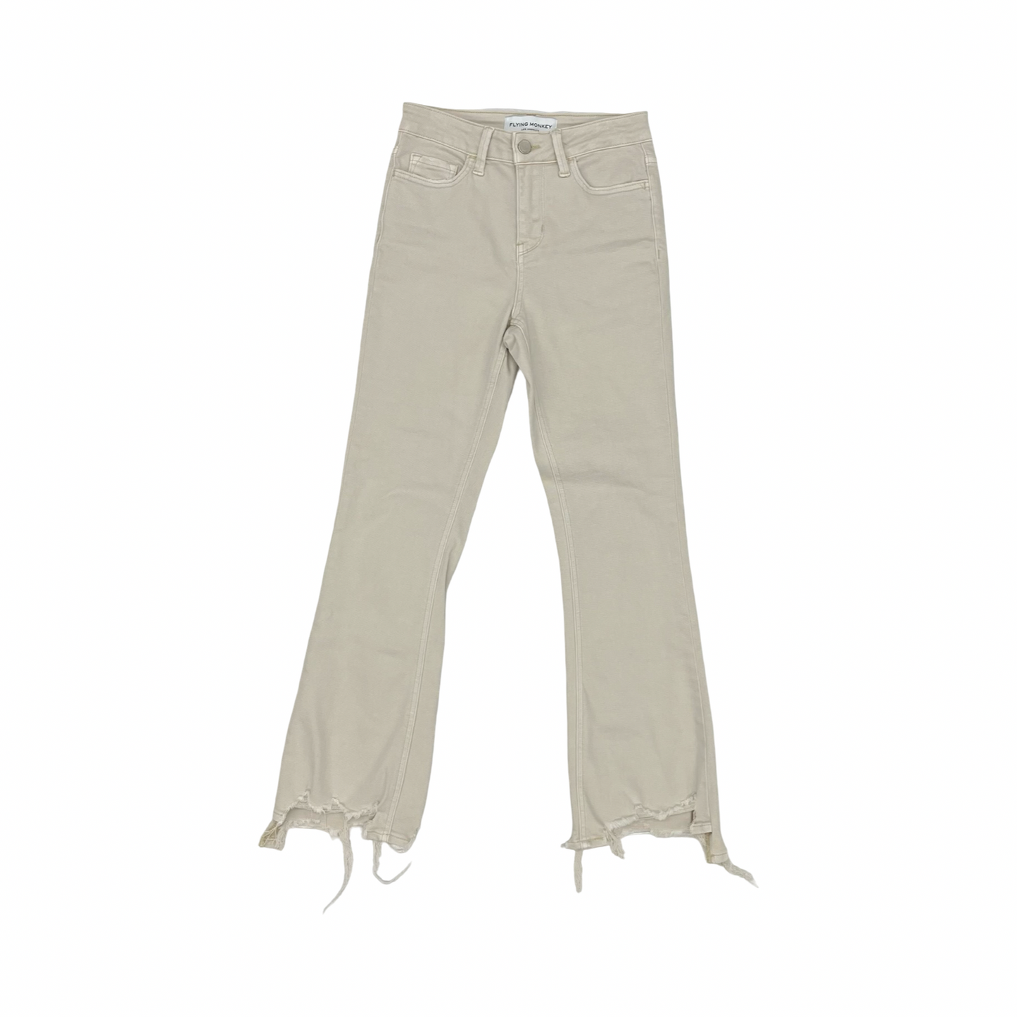 Jeans Cropped By Flying Monkey In Cream Denim, Size:0
