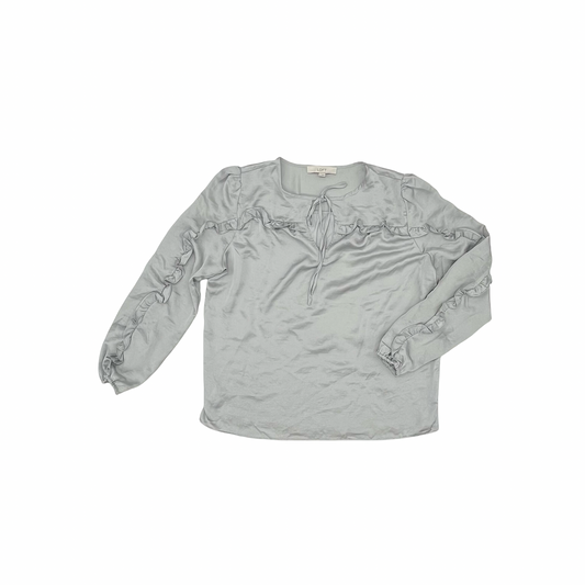 Blouse Ls By Loft In Grey, Size:M
