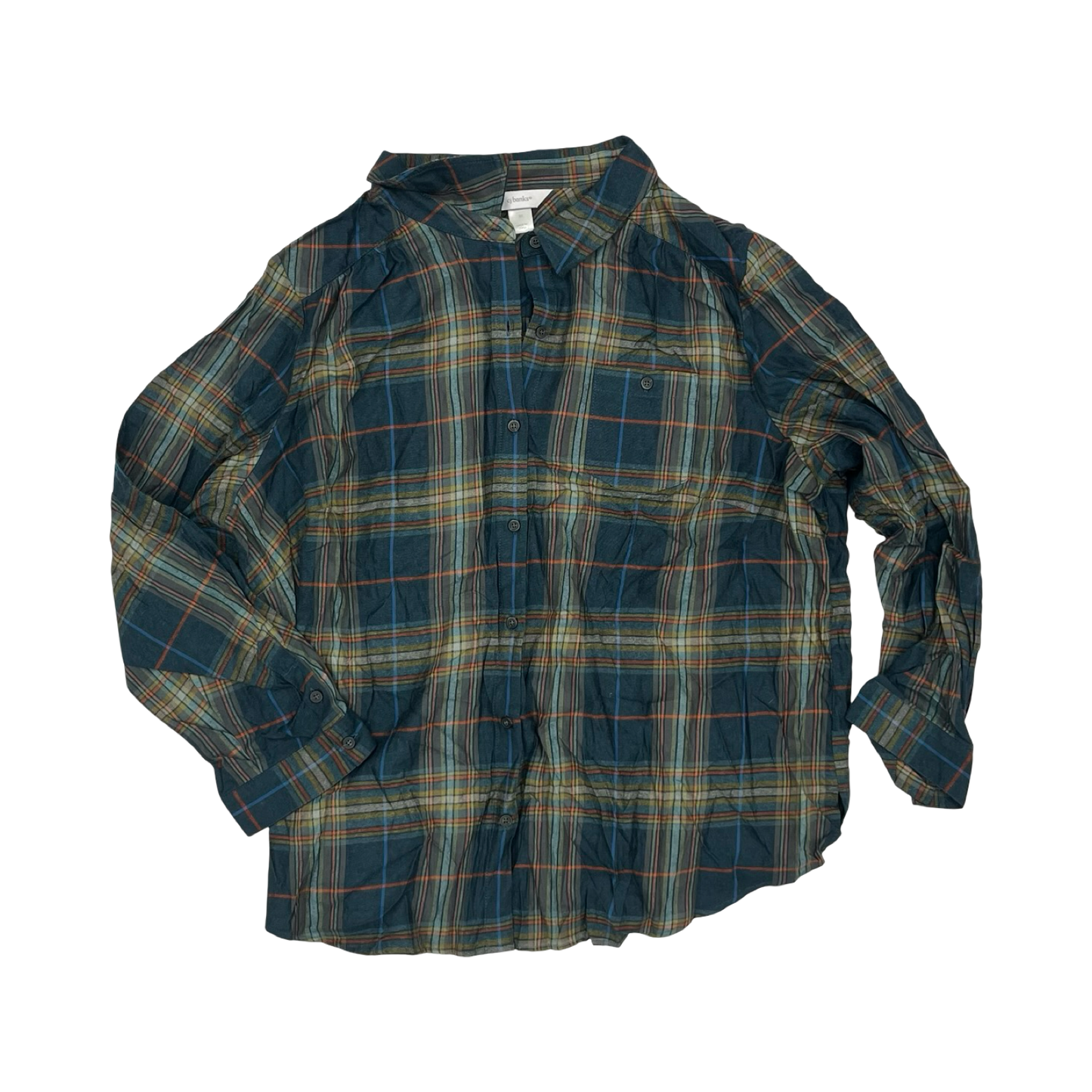 Blouse Ls By Cj Banks In Green, Size:3X