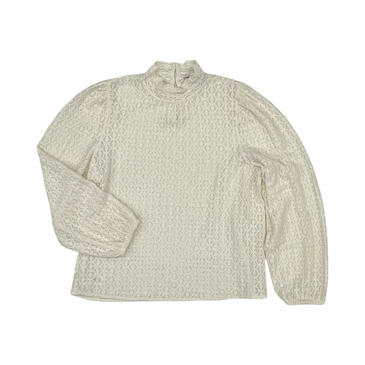 Blouse Ls By Loft In Cream, Size:L