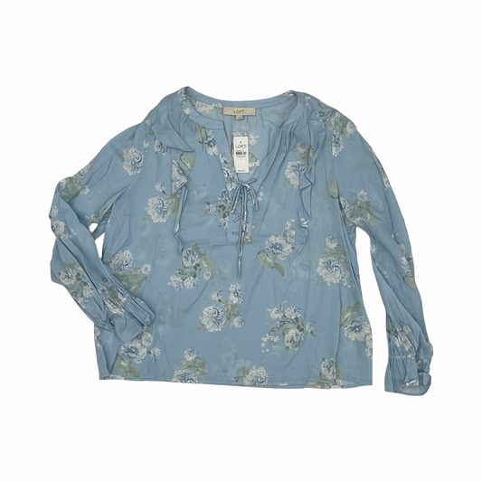 Blouse Ls By Loft In Blue, Size:L