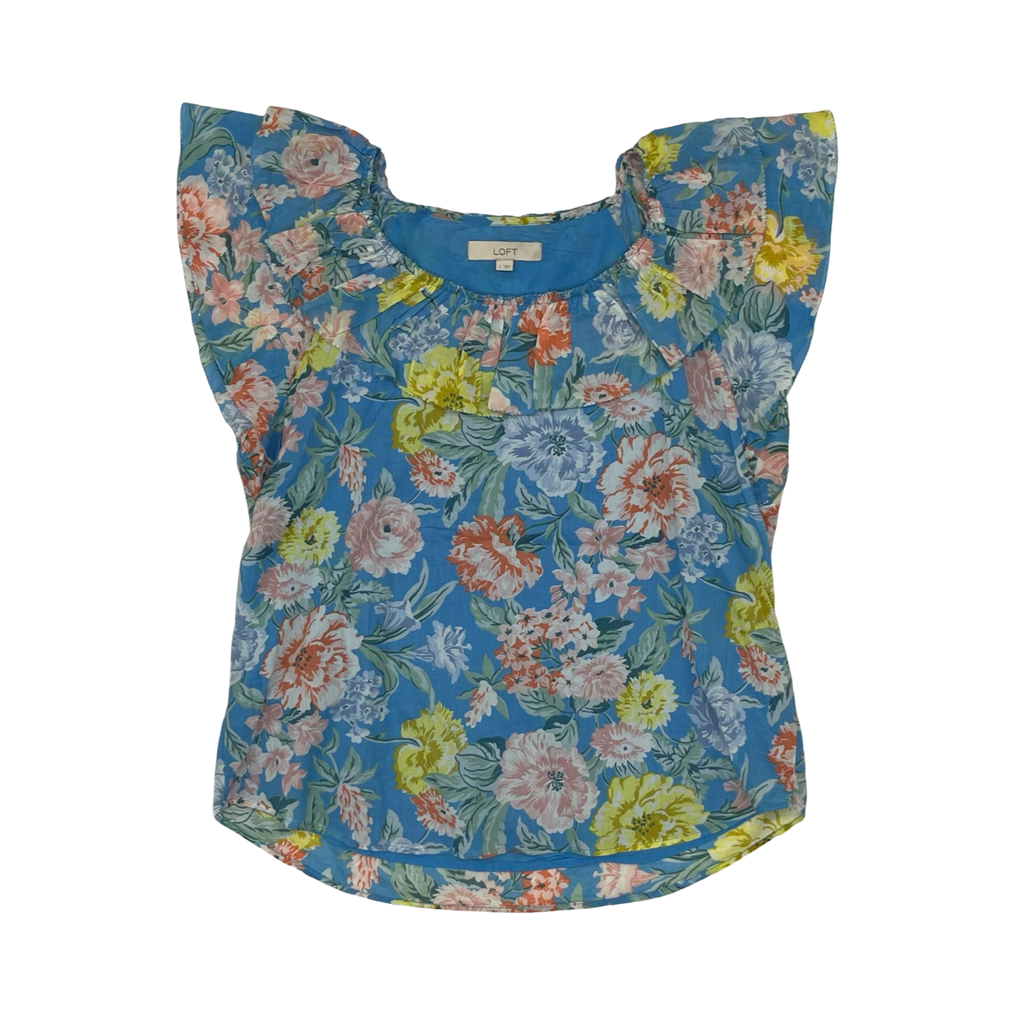 Blouse Ss By Loft In Blue, Size:L