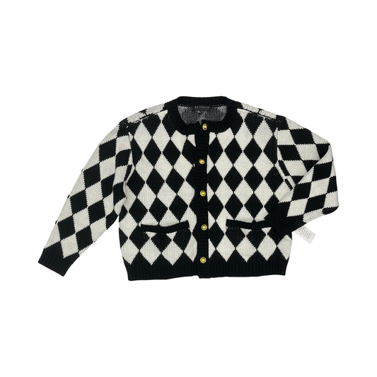 Sweater Cardigan By Eloquii In Black & White, Size:2X