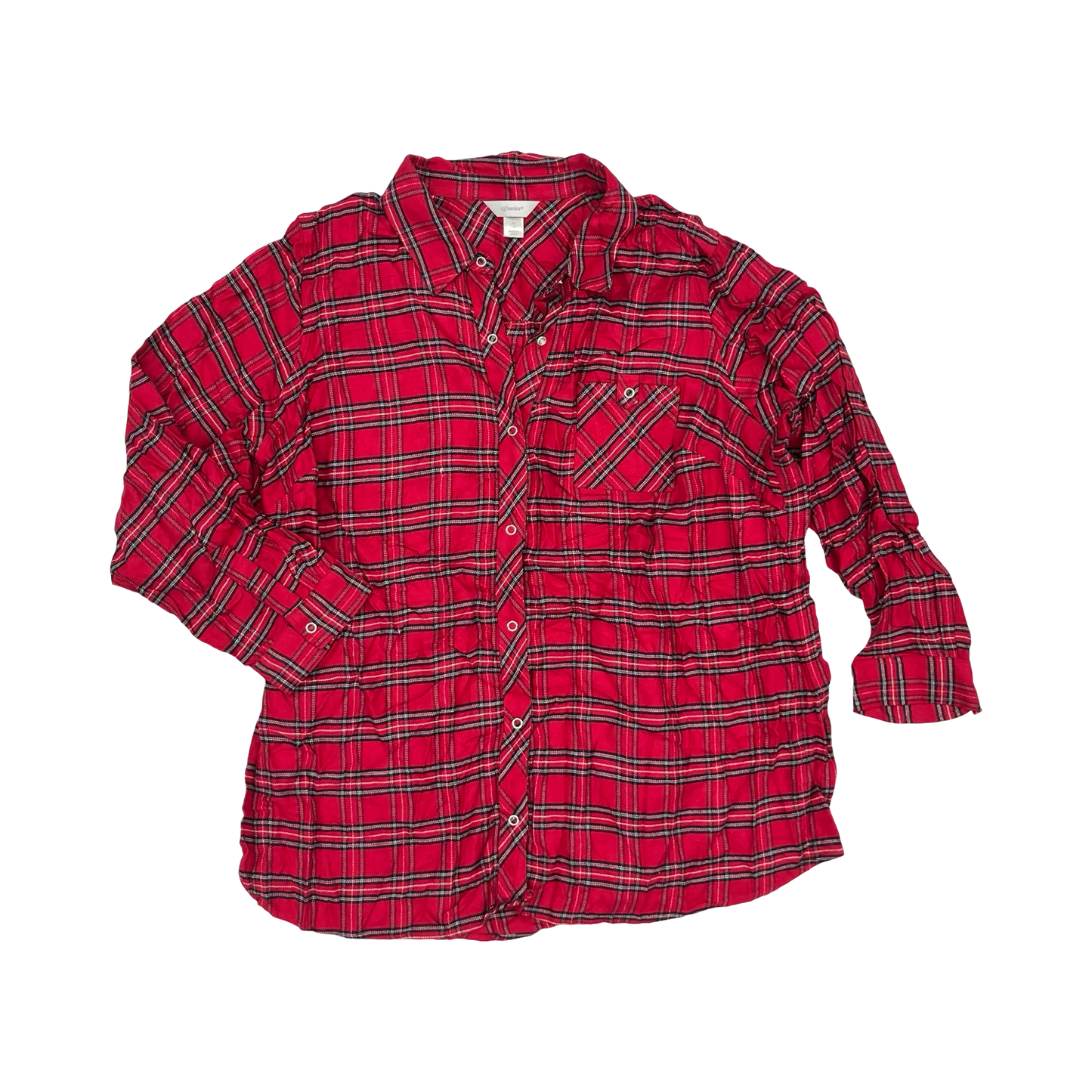 Blouse Ls By Cj Banks In Red, Size:3X