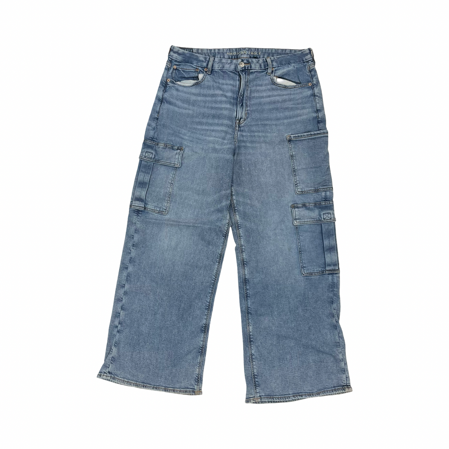 Jeans Wide Leg By American Eagle In Blue Denim, Size:18