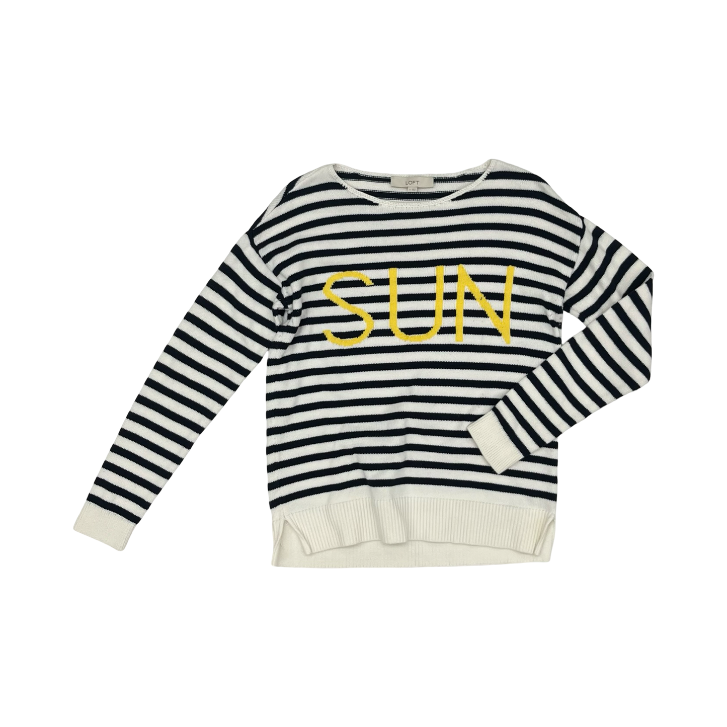 Sweater By Loft In Blue & Cream, Size:S