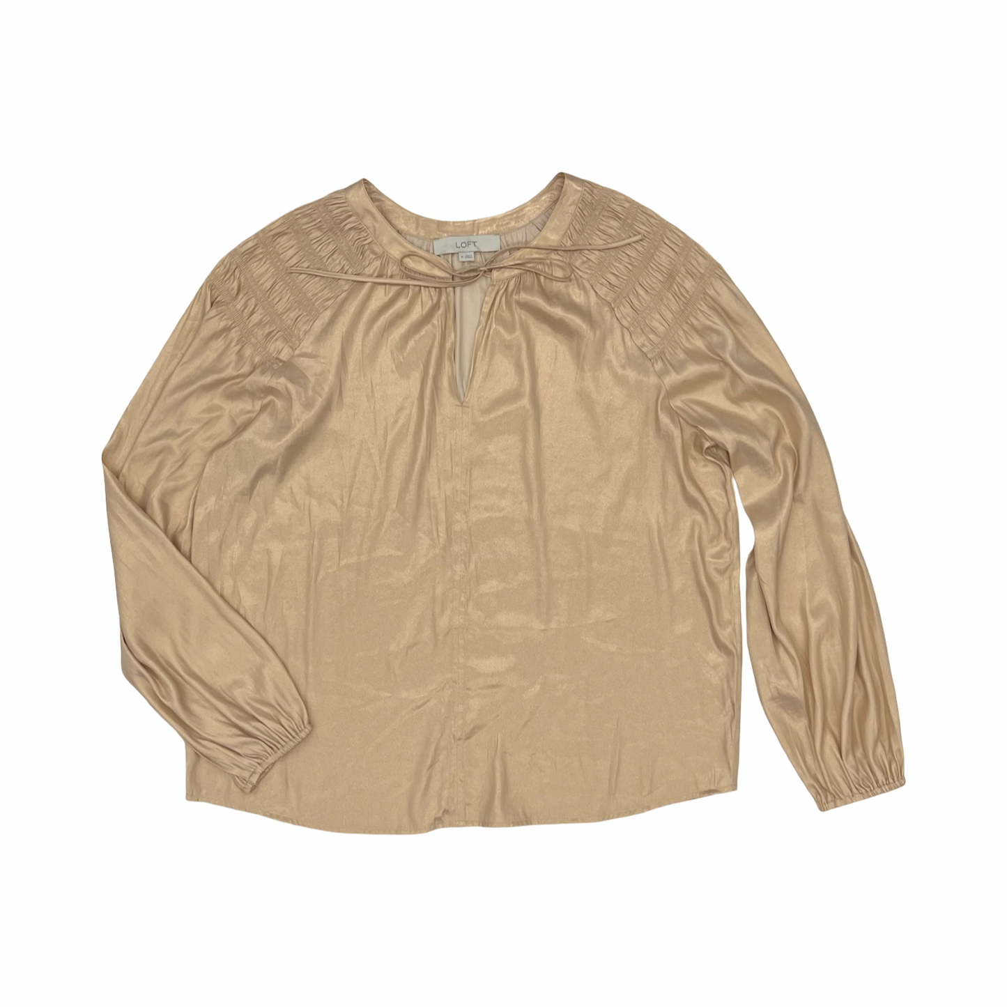 Blouse Ls By Loft In Gold, Size:M