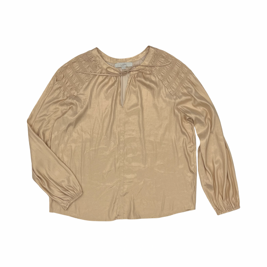 Blouse Ls By Loft In Gold, Size:M