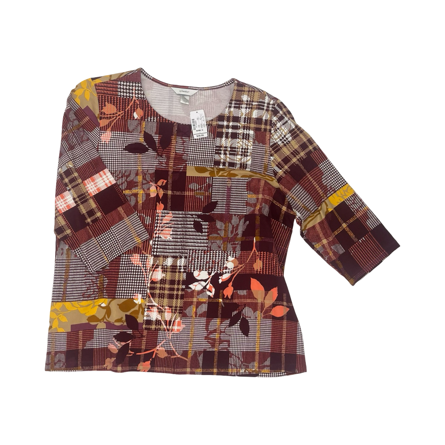 Top 3/4 Sleeve By Cj Banks In Red, Size:1X