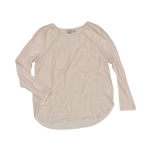 Blouse Ls By Loft In Pink, Size:Xxl
