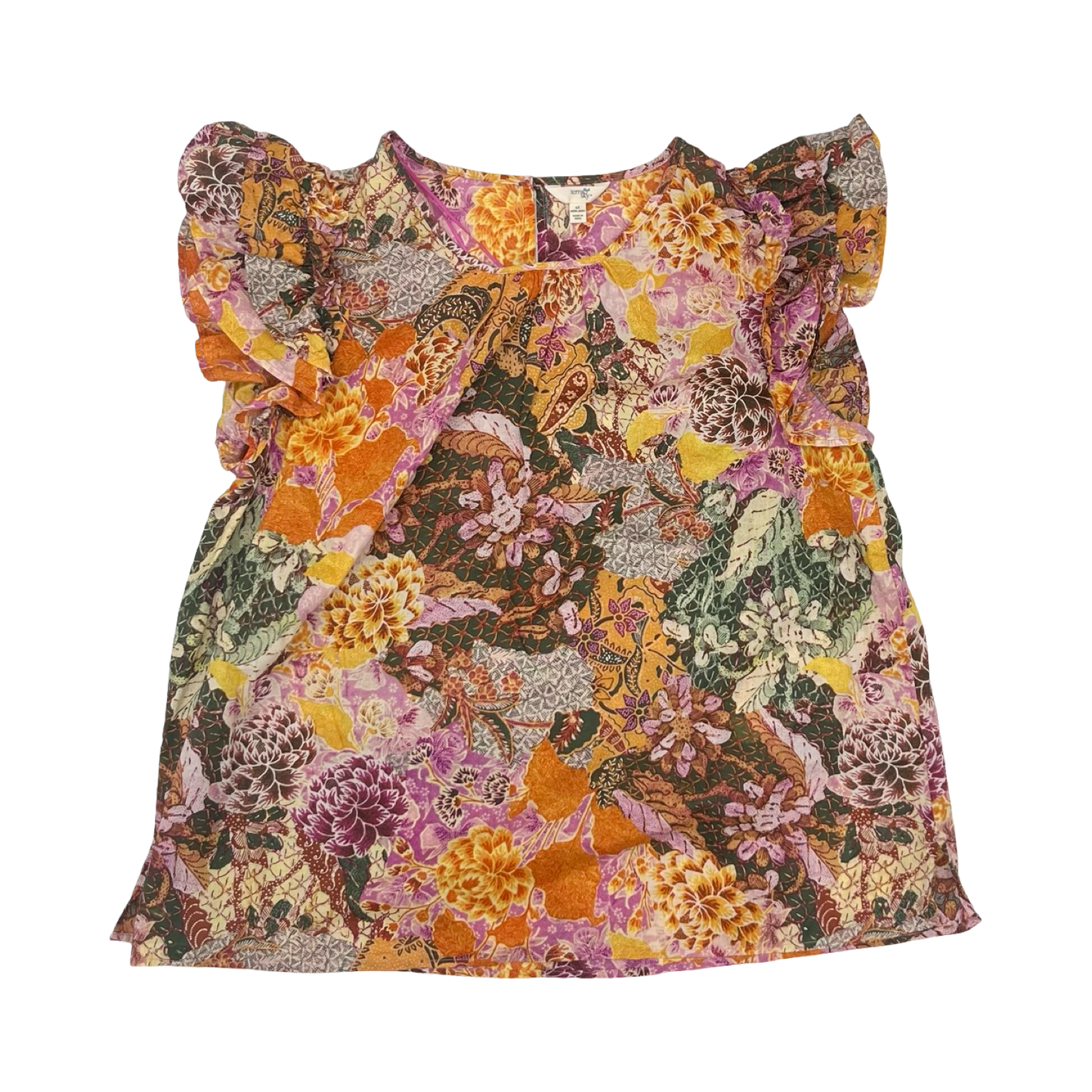 Blouse Ss By Terra & Sky In Floral Print, Size:1X