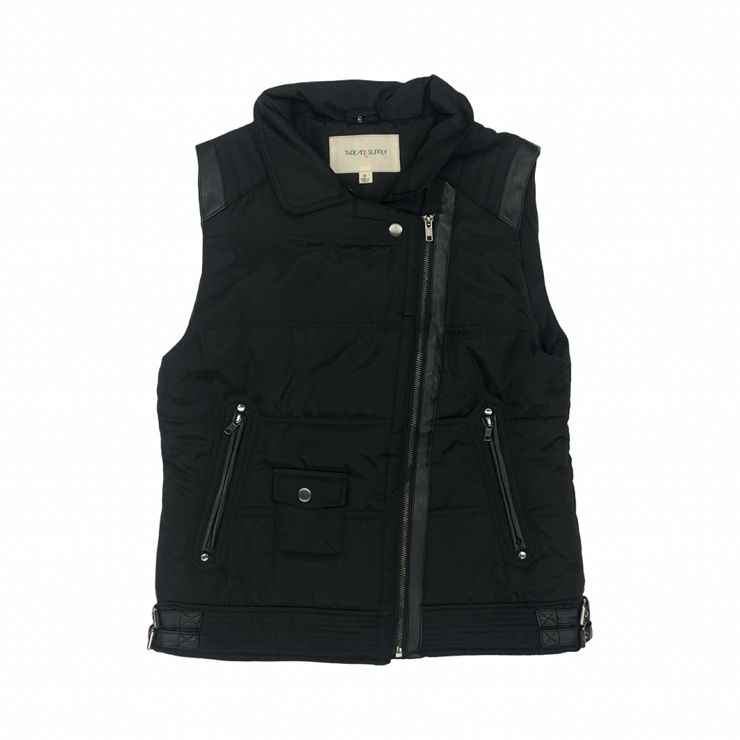 Vest Puffer & Quilted By Thread And Supply In Black, Size:M