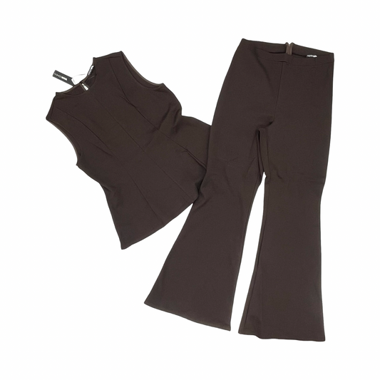 Pants Set 2Pc By Fashion Nova In Brown, Size:1X