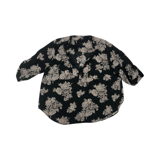 Blouse 3/4 Sleeve By Torrid In Black & Cream, Size:3X