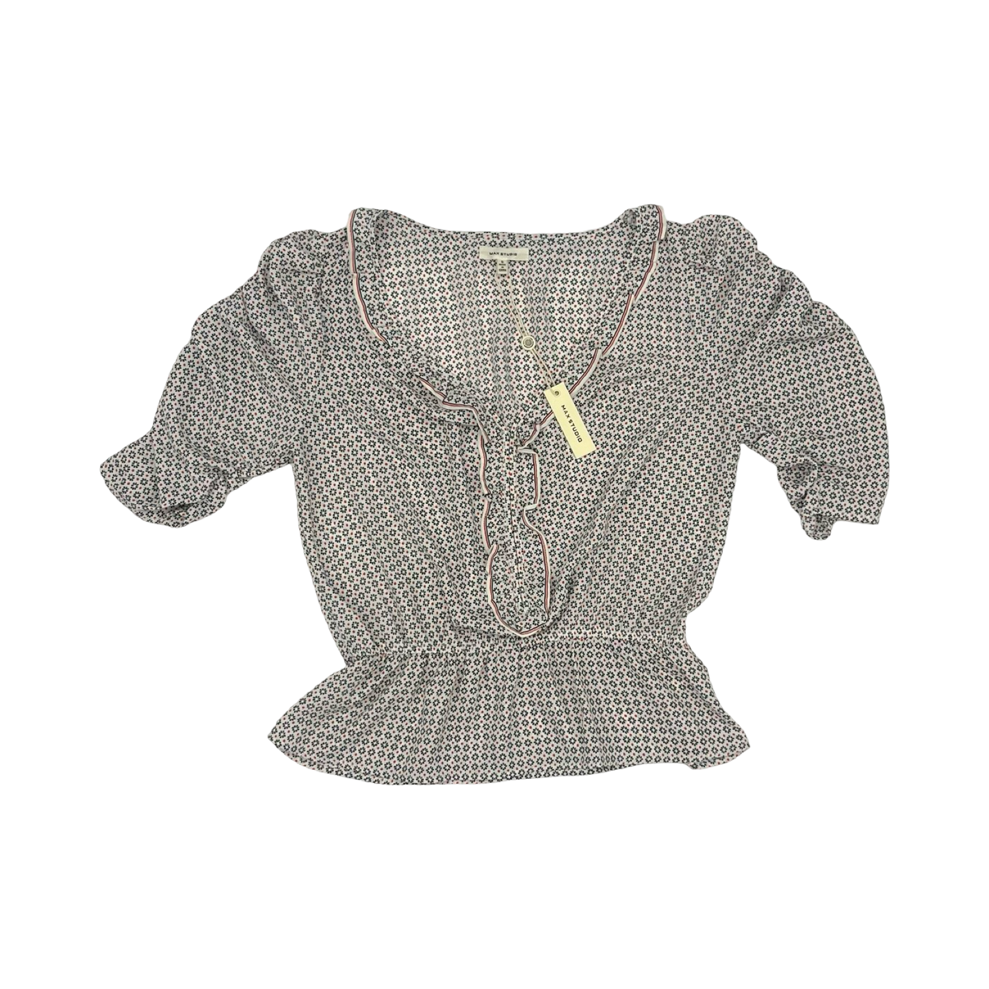 Blouse Ss By Max Studio In Cream & Red, Size:S