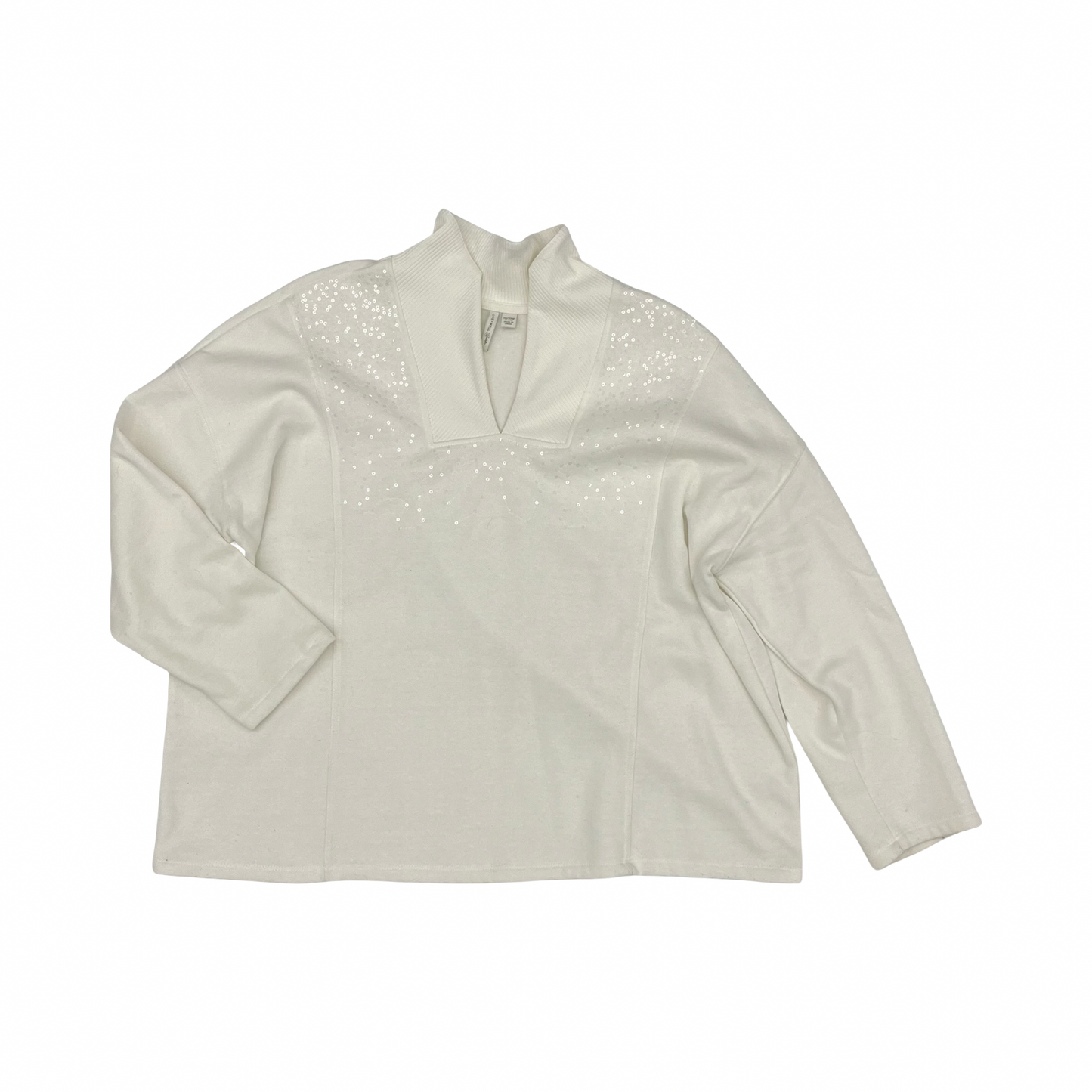 Sweater By Cato In White, Size:1X