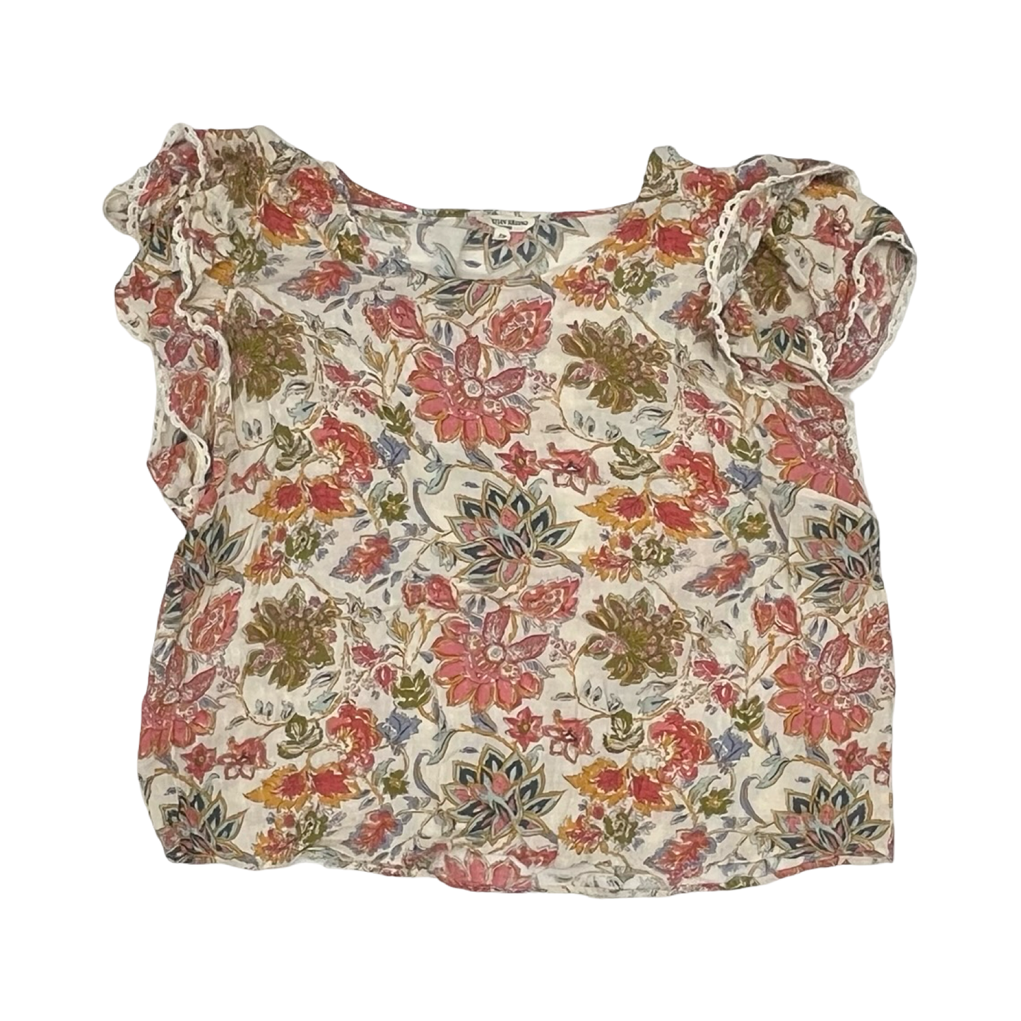 Blouse Ss By Christian Siriano In Floral Print, Size:1X