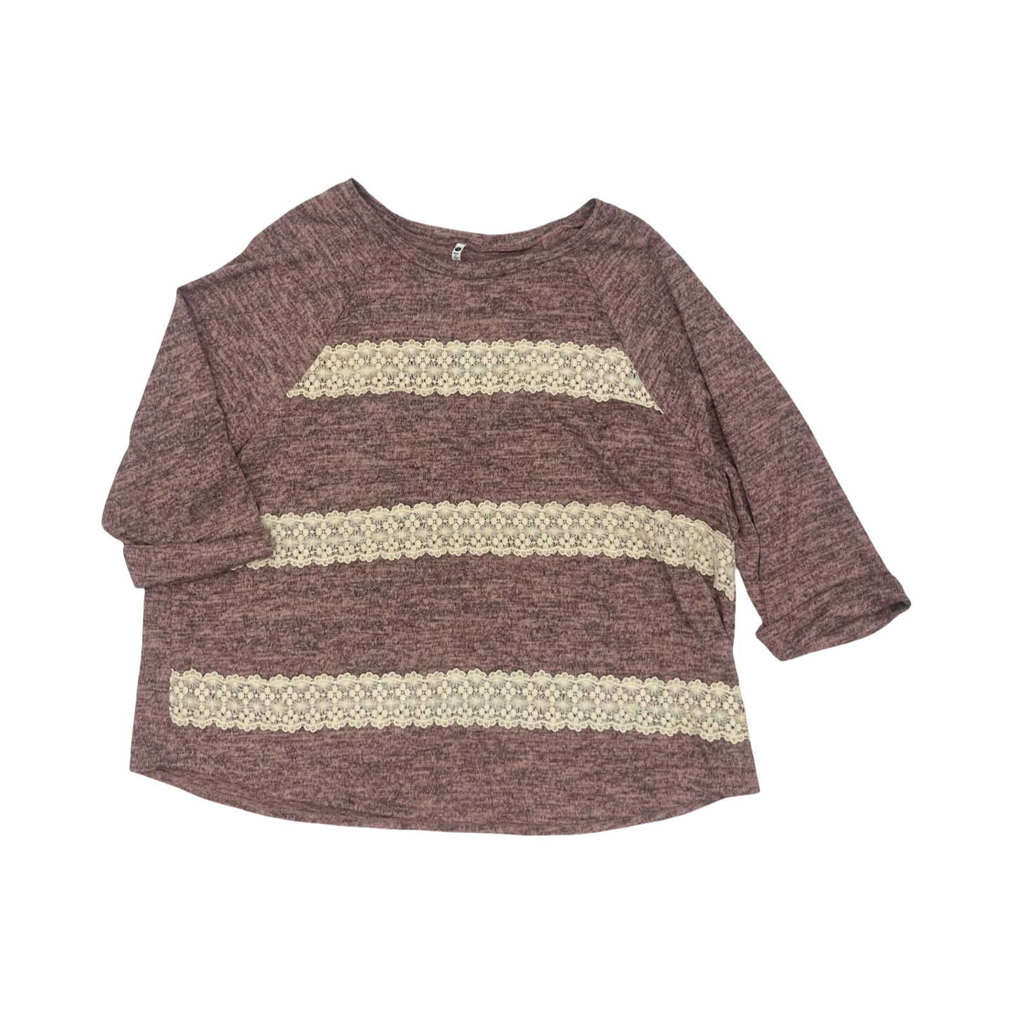 Top 3/4 Sleeve By Leo And Nicole In Cream & Red, Size:3X