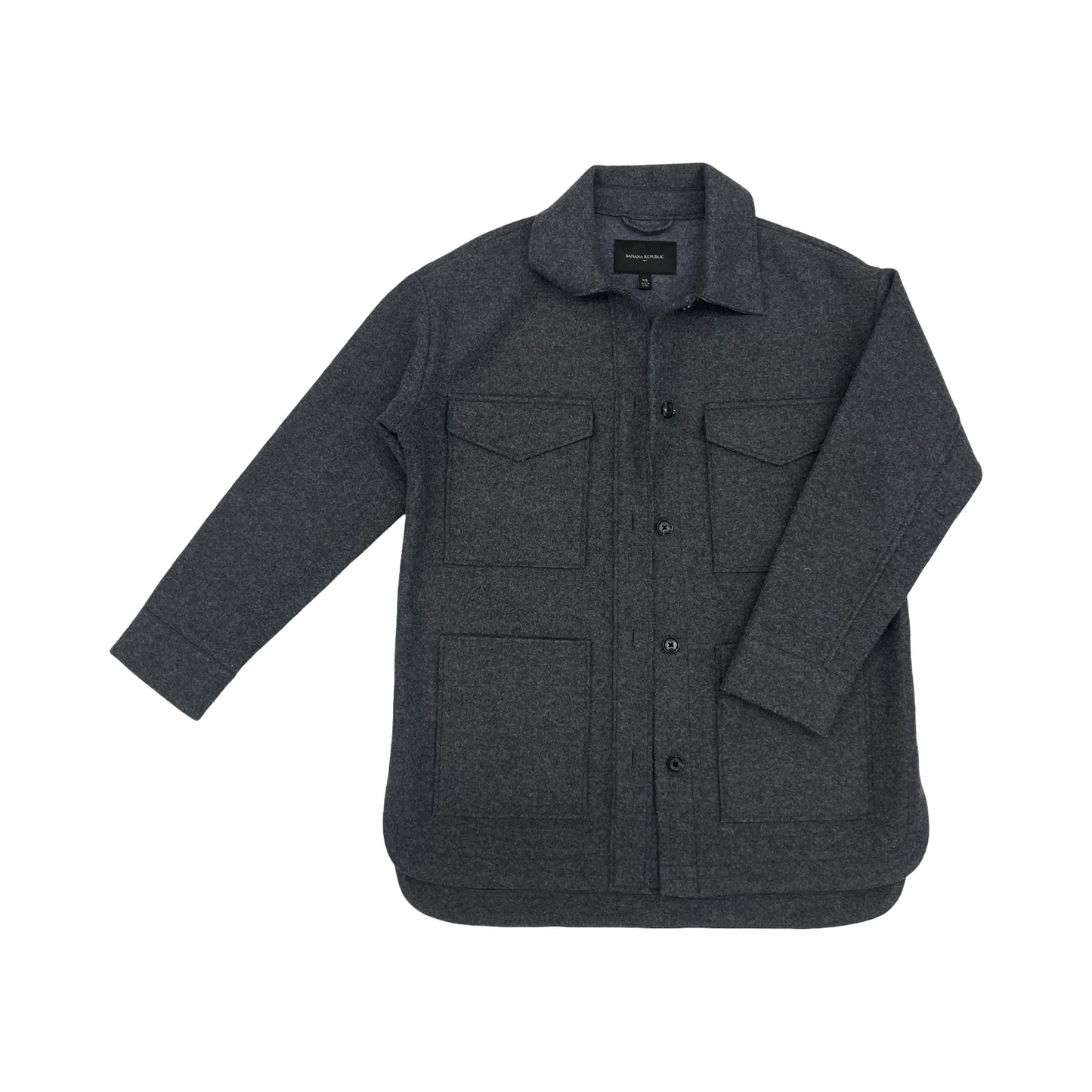 Jacket Shirt By Banana Republic In Grey, Size:Xs