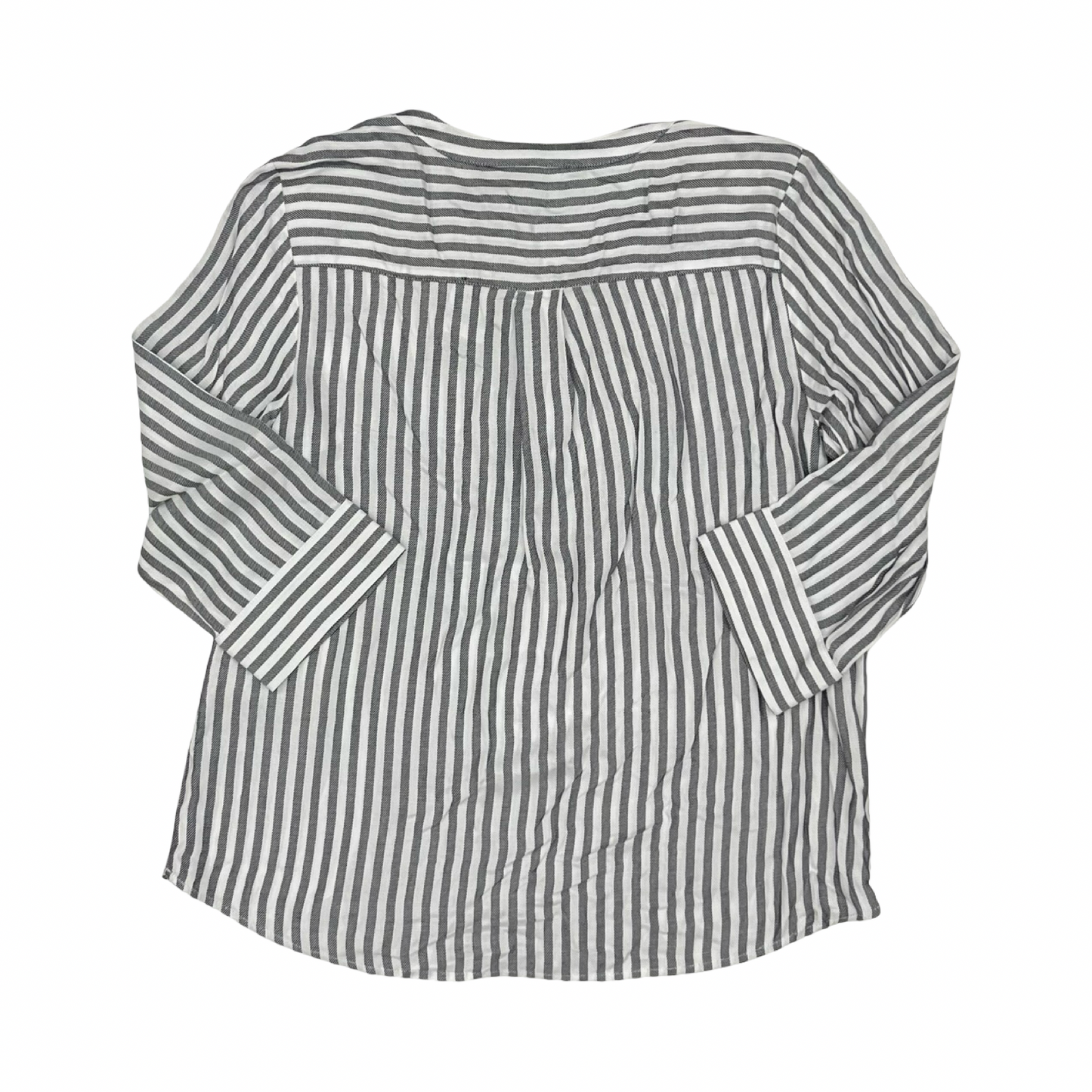 Blouse 3/4 Sleeve By Jones New York In Grey & White, Size:L