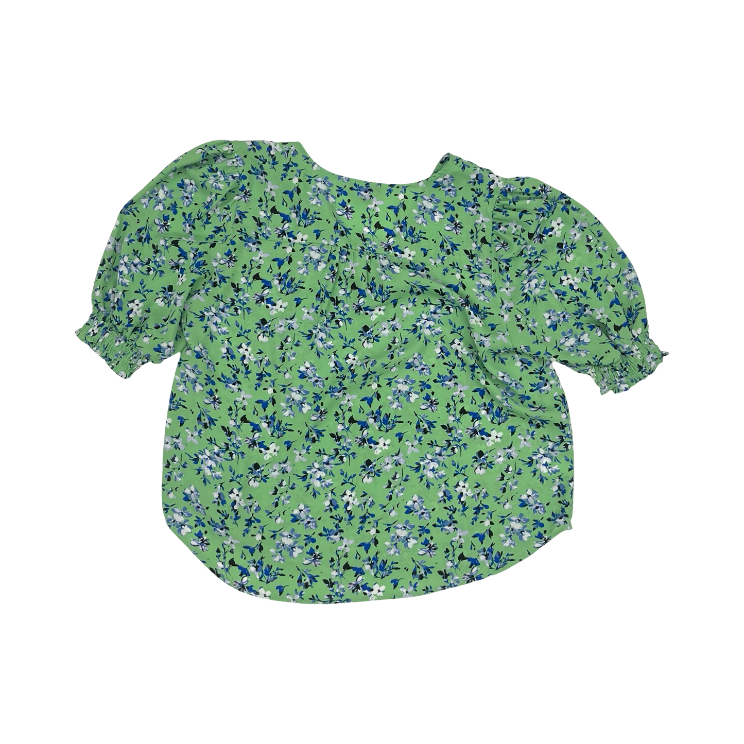 Blouse Ss By Ann Taylor In Blue & Green, Size:L