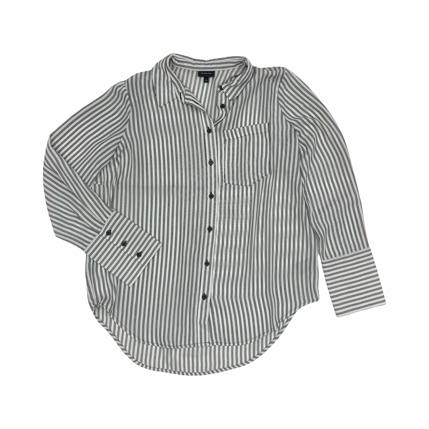 Blouse Ls By Who What Wear In Striped Pattern, Size:L